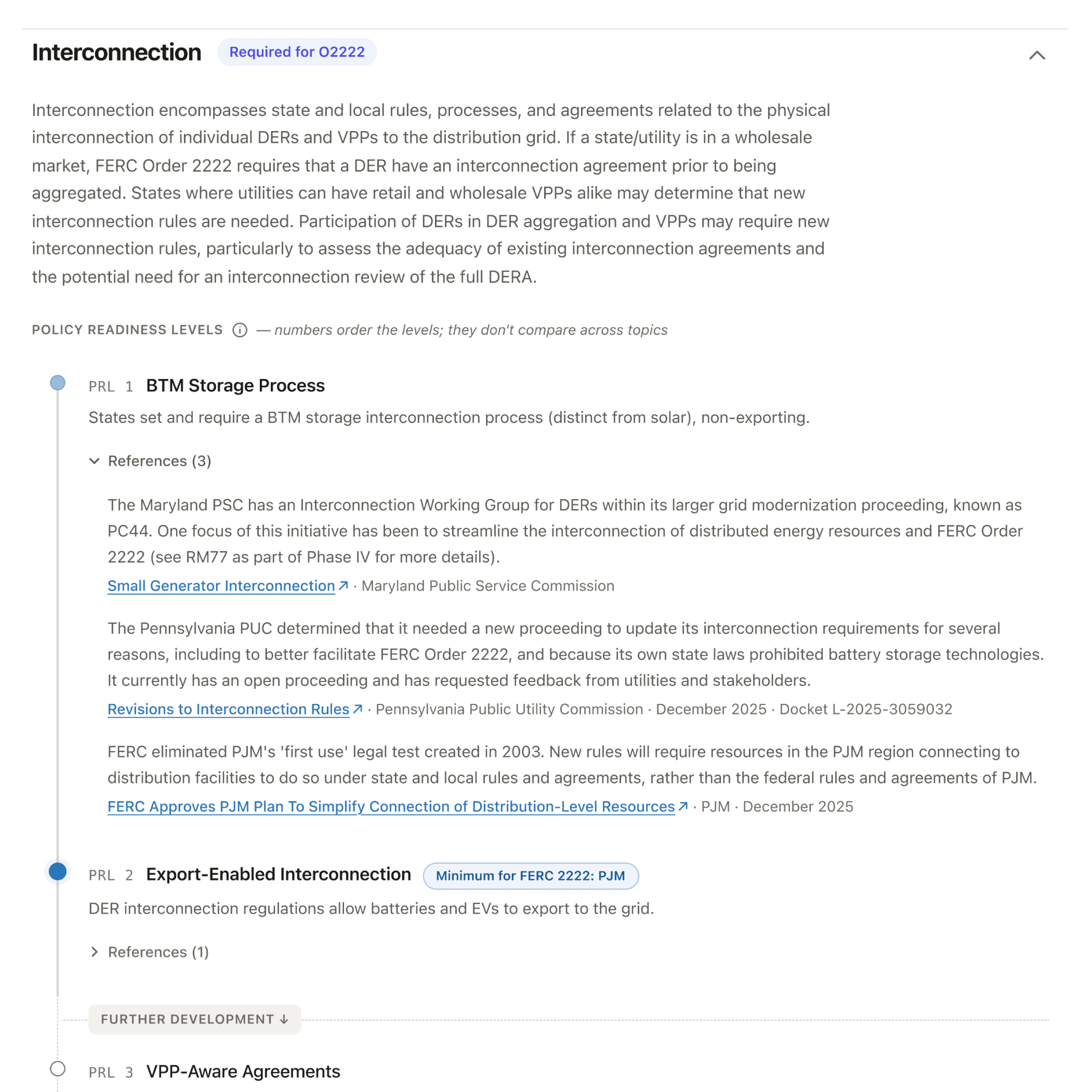The Navigator list view with Interconnection expanded: the full ladder with the minimum, a roadblock, and sources in frame